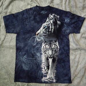 The Mountain t shirt mens size Medium White Tiger 2009 dark tie dye AOP USA made